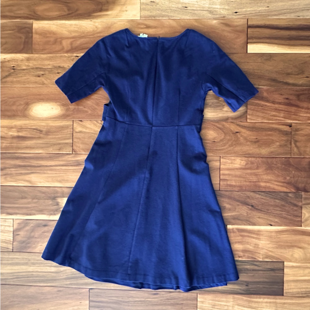 Boden Navy Blue Faux Wrap Neckline Dress size 6L - Picture 3 of 4